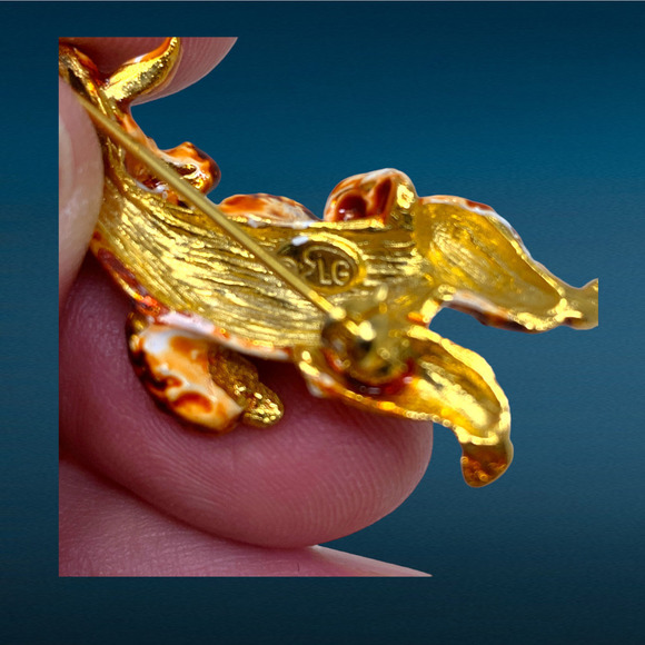 Vintage LG Brown & Gold Enamel Dancing Poodle Brooch Scatter Pin Boxed New - Picture 4 of 5